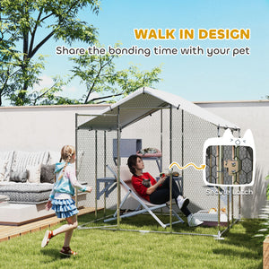 79" Extra Large Metal Outdoor Catio with Waterproof Cover, Resting Box, 4 Platforms, for Multiple Rabbits, Chicken