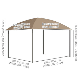 10' x 10' Outdoor Hardtop Gazebo Canopy with UV60+ Polycarbonate Roof, Steel Frame, Central Hook, Curtains – view 2