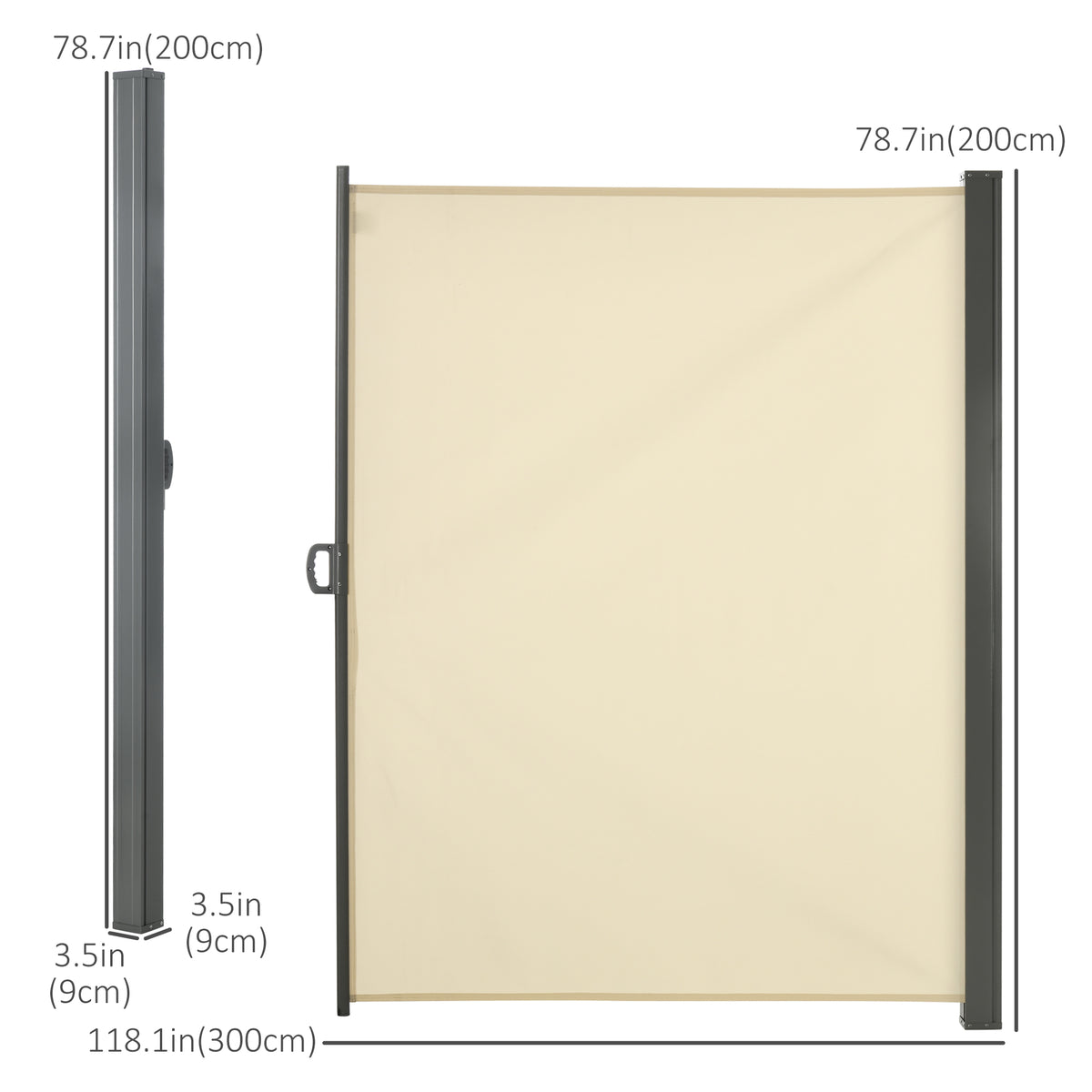 118" x 79" Retractable Side Awning Patio Outdoor Folding Privacy Screen with Resistance to UV Rays & Wind – view 3