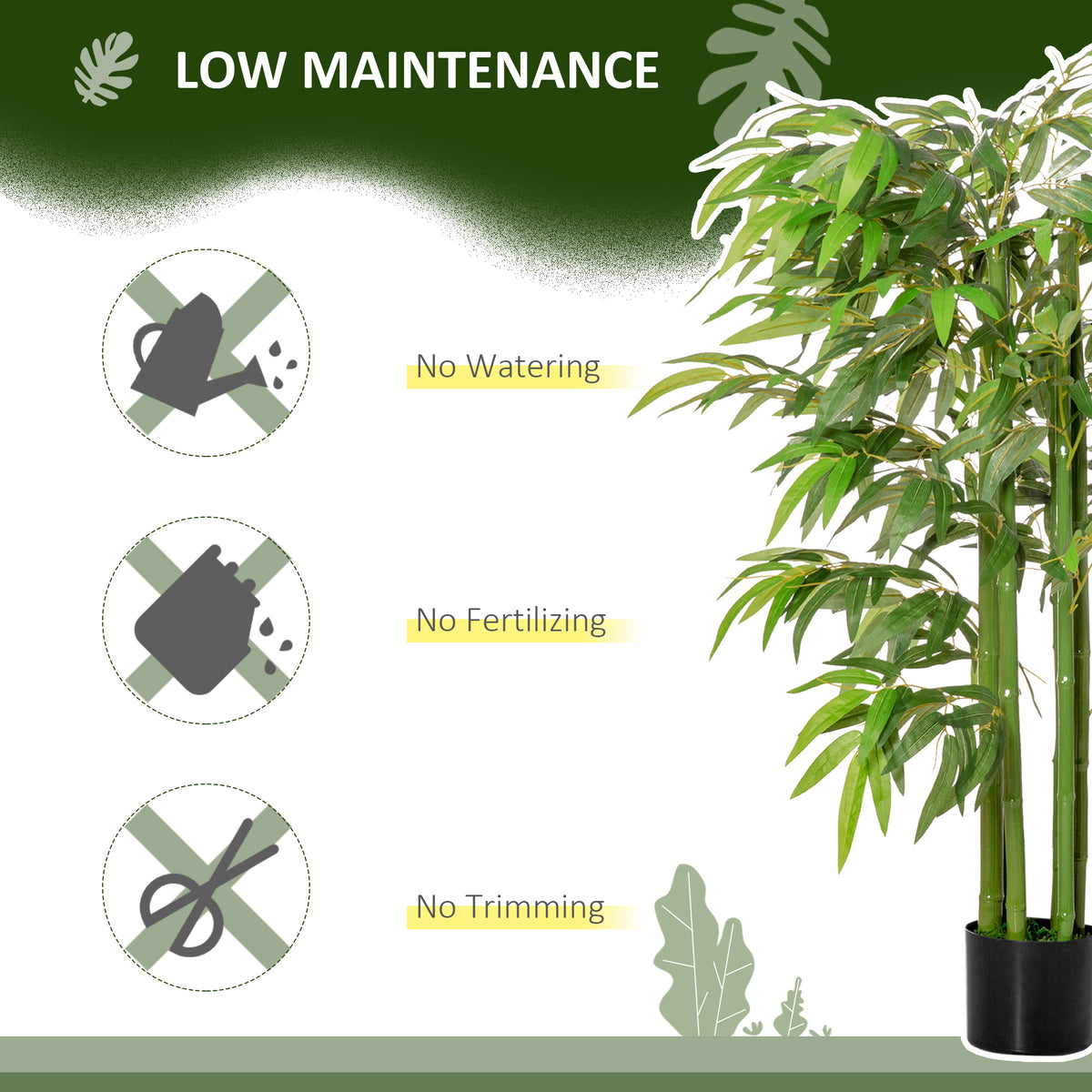Set of 2 4.5FT Artificial Bamboo Tree Faux Decorative Plant in Nursery Pot for Indoor Outdoor Décor