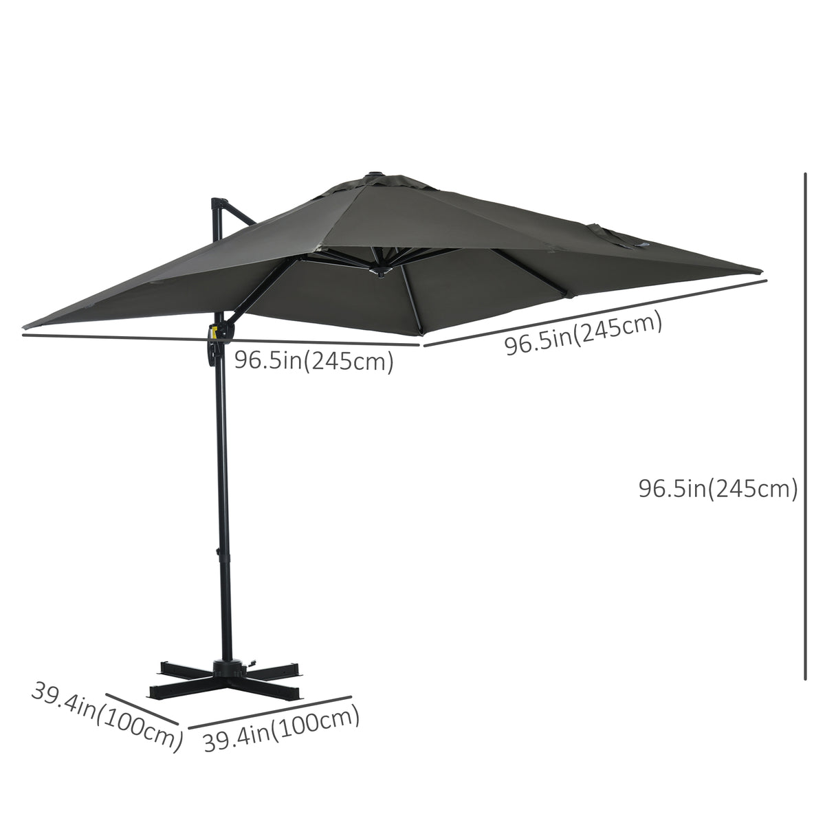 8' x 8' Square Patio Hanging Offset Umbrella with 360° Rotation – view 14