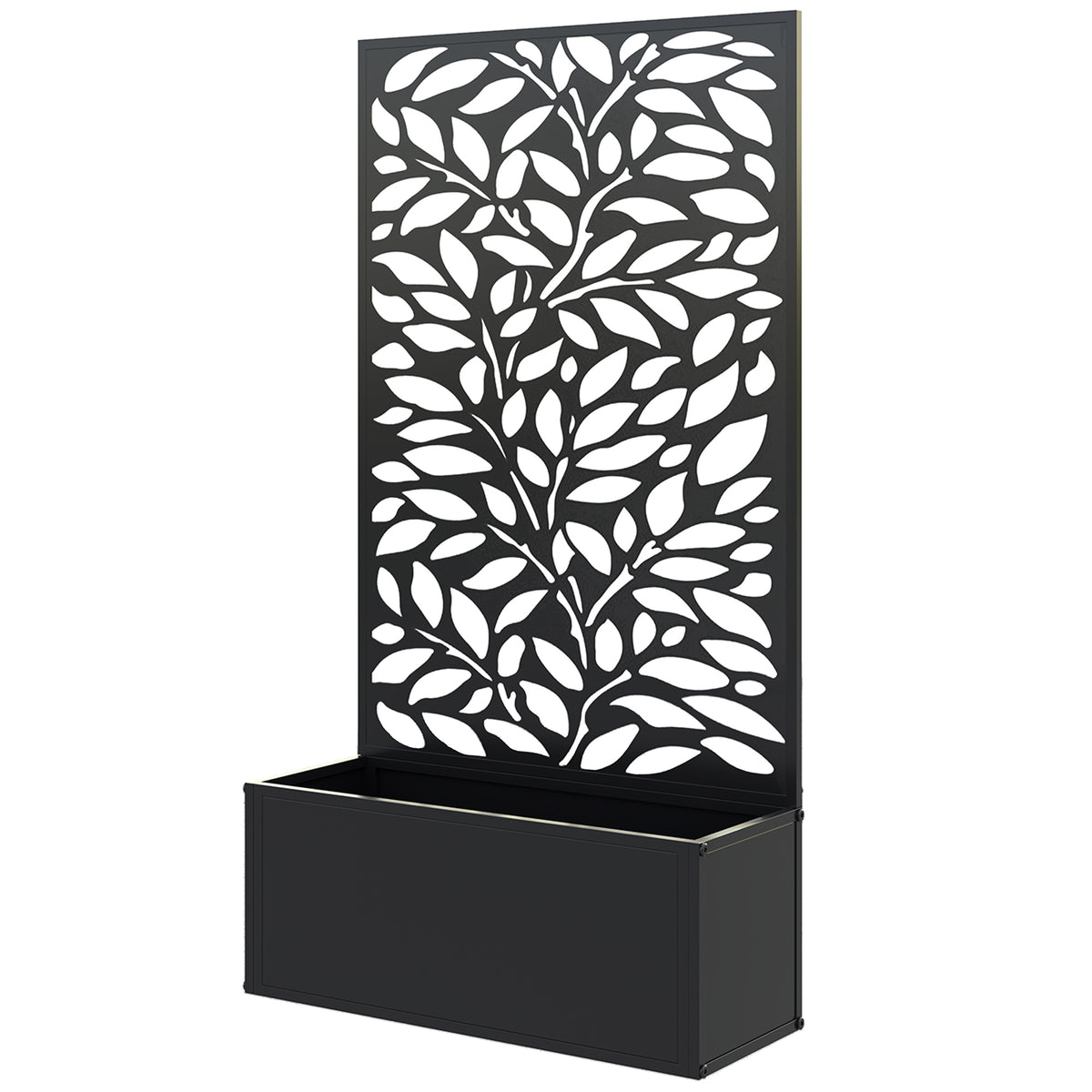Metal Raised Garden Bed with Privacy Panel, Freestanding or Wall Mounted Outdoor Planter Box for Garden, Patio
