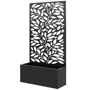 Metal Raised Garden Bed with Privacy Panel, Freestanding or Wall Mounted Outdoor Planter Box for Garden, Patio