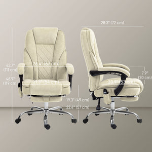 Massage Office Chair, Reclining Computer Chair with Adjustable Height and Footrest, Beige