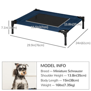 Elevated Dog Bed, Raised Dog Cot for M Sized Dogs, Indoor & Outdoor, 30" x 24" x 7", Blue – view 2