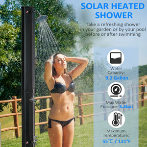 7ft Outdoor Solar Heated Shower with 360 Rotating Shower Head, Foot Shower Faucet, Temperature and Pressure Adjustable