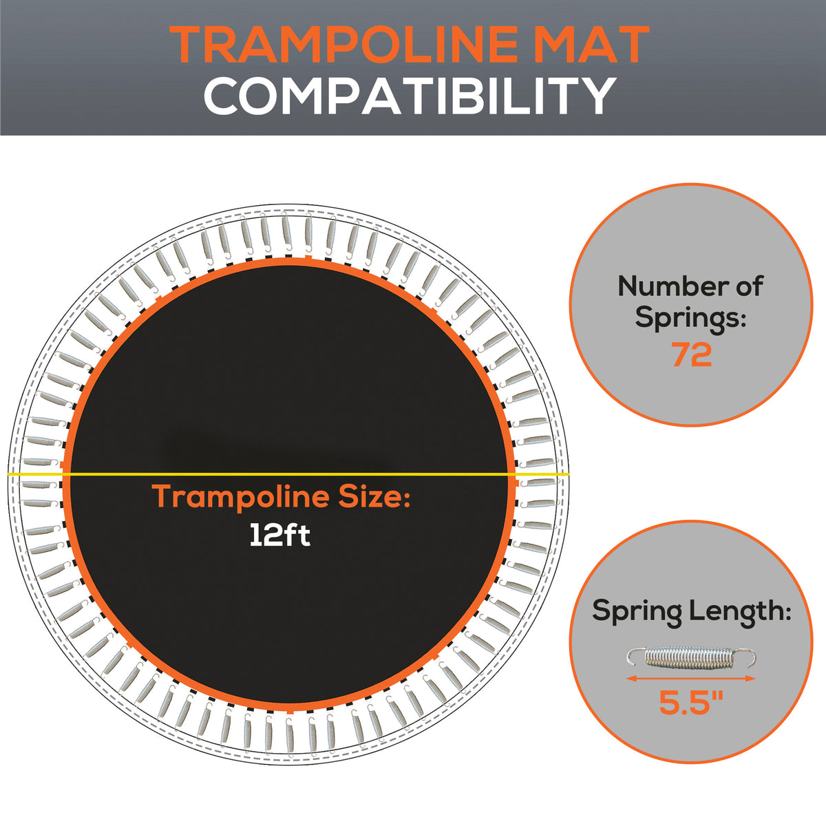 Trampoline Mat Replacement with Spring Pull Tool and 72 V-Hooks, Fits 12ft Trampoline, Using 5.5" Springs – view 11