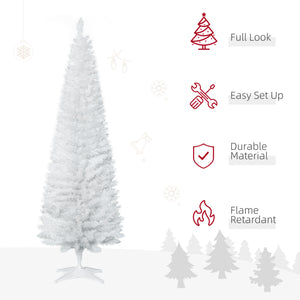 6 FT Christmas Tree Classic Tree Holiday Indoor Decoration, with Stable Plastic Base, White