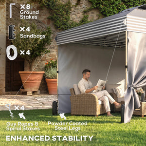 10 x 10 ft Pop Up Canopy Tent with 4 Sidewalls, UPF 50+ 1-Button Push Outdoor Instant Canopy with Wheeled Bag, Dark Grey