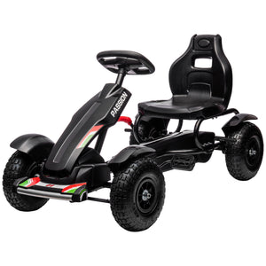 Aosom Pedal Go Kart for Kids, Pedal Car with Adjustable Bucket, Handbrake, 4 Rubber Wheels Powered Ride