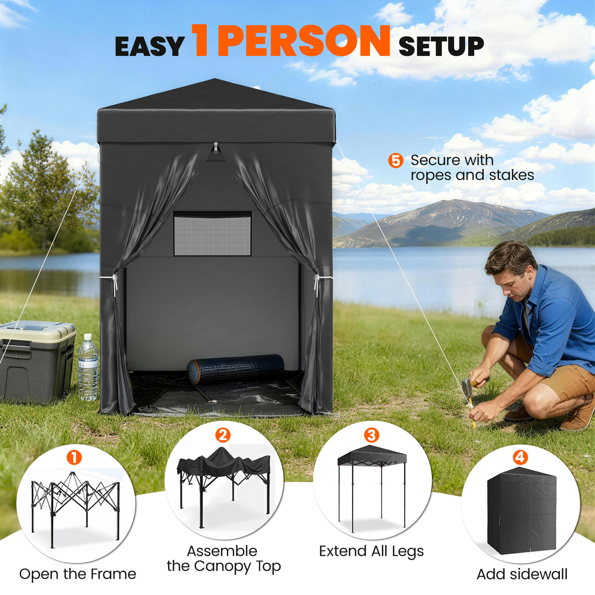 4 x 4 ft Compact Pop Up Canopy Tent, UPF 50+ Changing Room – view 18