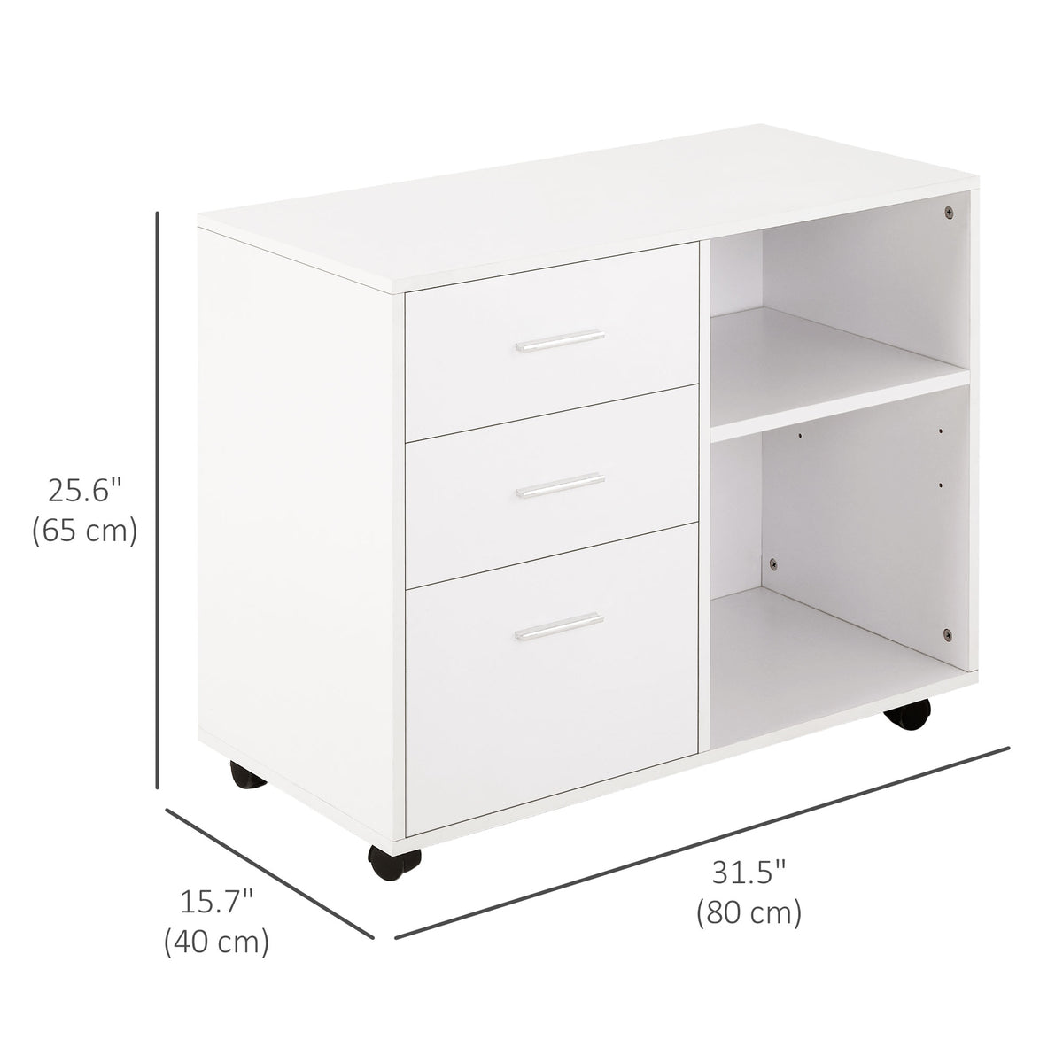 Modern Lateral Filing Cabinet, 3 Drawer File Cabinet for Letter and A4 Size Documents, Mobile – view 9