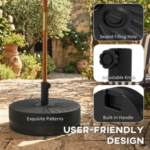 Fillable Umbrella Base, 20 inch Water Sand Filled Umbrella Stand, Fit 1.5"/1.9" Umbrella Pole
