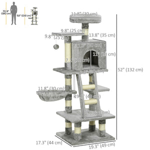 52 Inch Large Cat Tree for Indoor Cats, Dark Grey – view 9