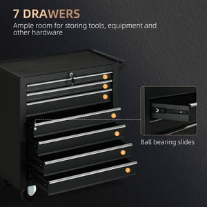 Rolling Tool Chest, 7-Drawer Lockable Tool Cabinet with 4 Wheels, Handle – view 10