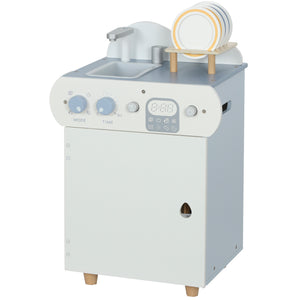 Qaba Wooden Dishwasher Playset, Play Sink Toys with Faucet, Turning Knobs and Accessories, Gift for Boys Girls Toddlers
