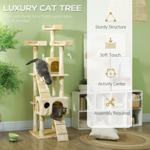 68-inch Multi-Level Cat Scratching Tree Kitty Activity Center Post Tower Condo Pet Furniture w/ Toy Beige – view 8