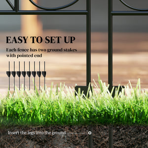 Outdoor Metal Garden Fence Panels, Border Edging for Yard, Patio, 4 Pack, Wavey Vines
