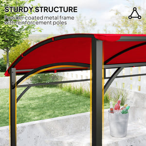 7' x 5' BBQ Grill Gazebo Tent, Garden Grill Canopy with Steel Frame and Hooks, Outdoor Sun Shade, Grey – view 61
