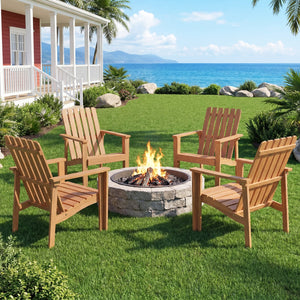 1 Pack Acacia Wood Outdoor Patio Chair with Slatted Backrest and Seat Built-in Armrest view 3