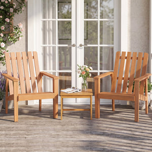 1 Pack Acacia Wood Outdoor Patio Chair with Slatted Backrest and Seat Built-in Armrest view 6