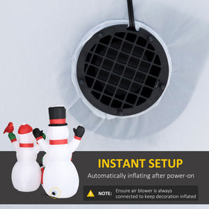 8ft Inflatable Christmas Snowman Family with A Red Bird, Blow-Up Outdoor LED Yard Display for Lawn Garden Party