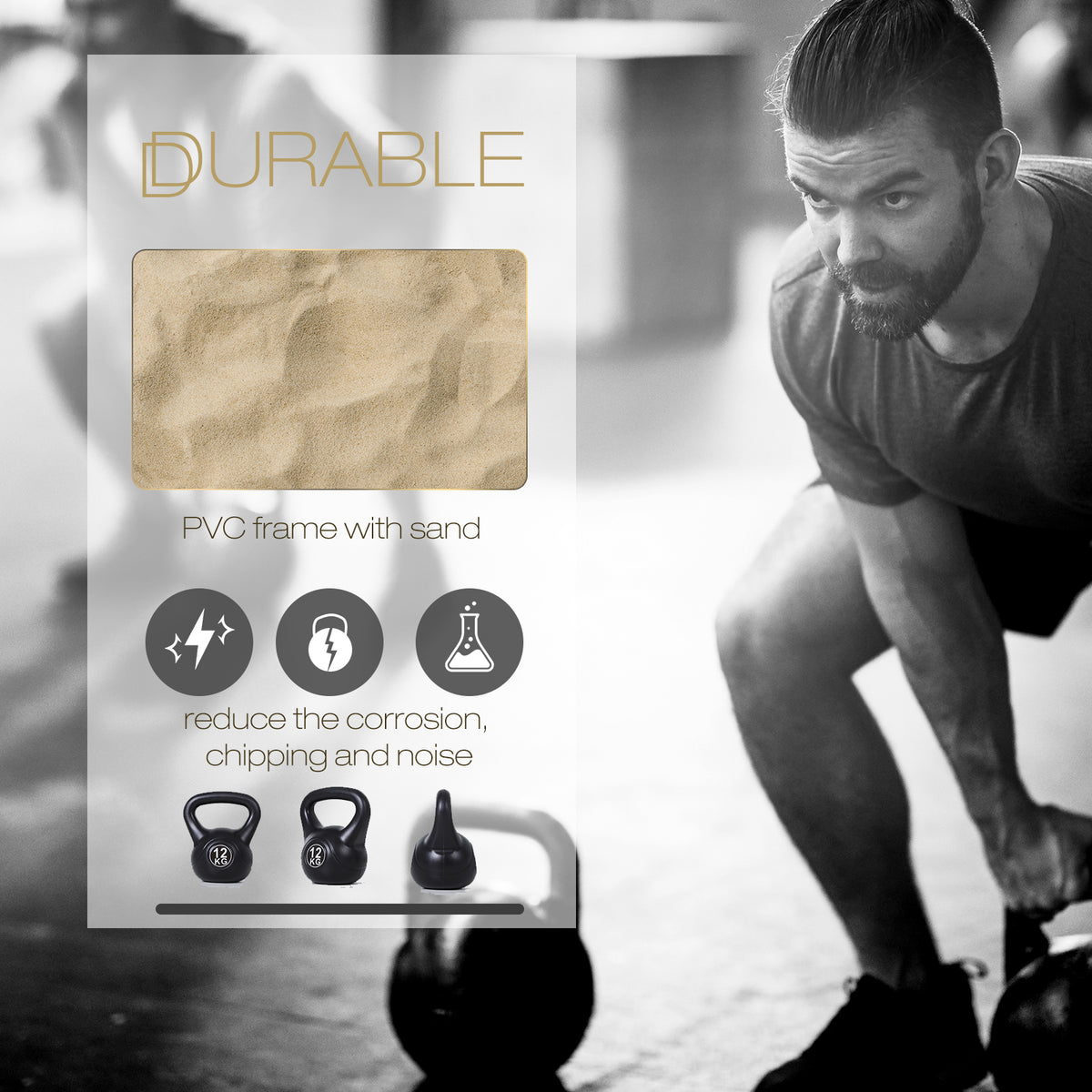 Soozier 22lb Fitness Kettlebell, Plastic Exercise Weight, Weightlifting Tools with Sand, Handle, Noise Reduction for Home, Gym