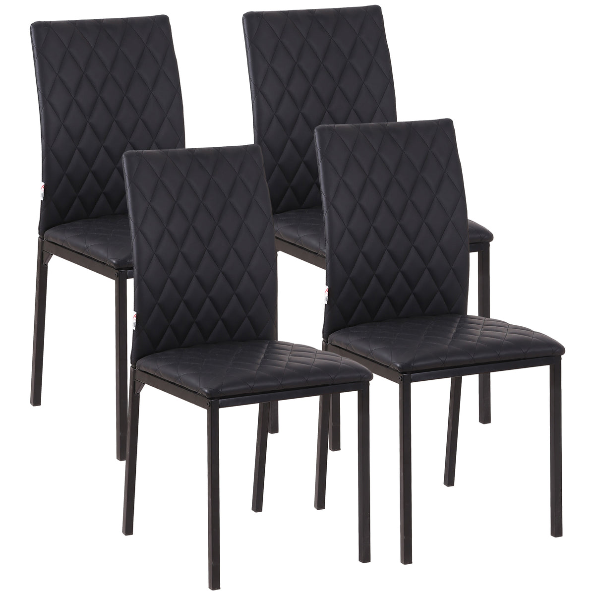 Modern Dining Chairs Set of 4, Upholstered Faux Leather Kitchen Chairs with Rhombic Tufting and Metal Legs – view 2