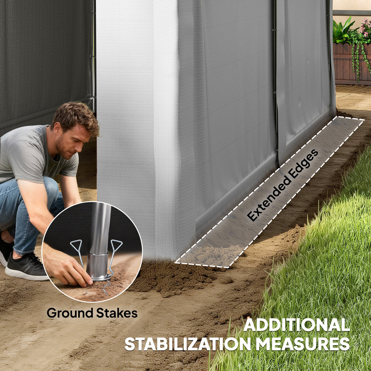 20' x 10' Portable Shed, Outdoor Storage Shed Tent with Roll-up Zipper Door and Removable Sidewalls – view 12
