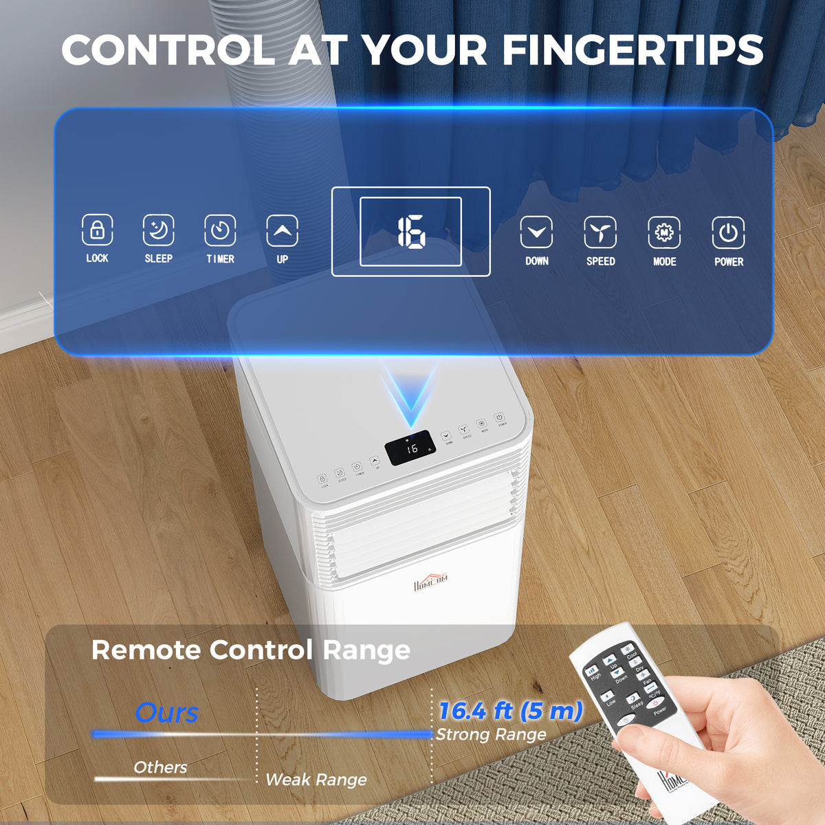 10000 BTU Portable Air Conditioner with Fan & Dehumidifier Mode, Quiet AC Unit with Remote Control, 24-Hour Timer, White