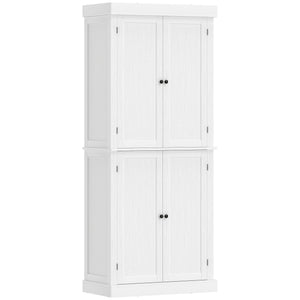 72.5" Freestanding Kitchen Pantry Cabinet with 4 Doors, White
