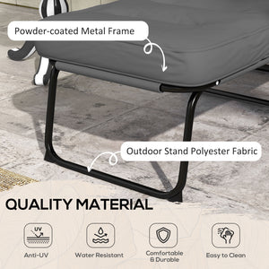 Outdoor Lounge Chair with Padded Cushion, Folding Reclining Patio Garden Chair with Recline Back, Footrest – view 10