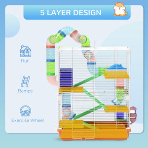 5 Tiers Hamster Cage Portable with Exercise Wheels Play Tube Water Bottle Dishes House Ladder for Gerbils – view 26