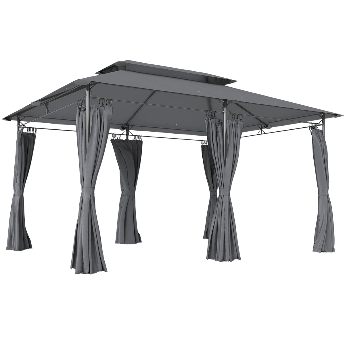 10' x 13' Double Roof Patio Gazebo, Outdoor Gazebo with Curtains, for Garden, Lawn, Backyard and Deck – view 14