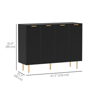 Modern Kitchen Storage Cabinet, Sideboard Buffet Cabinet with Adjustable Shelves for Hallway, Black – view 2