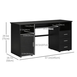 57" Computer Desk with Drawers, Home Office Desk with Keyboard Tray, Open Shelves and Lockable Drawer – view 2