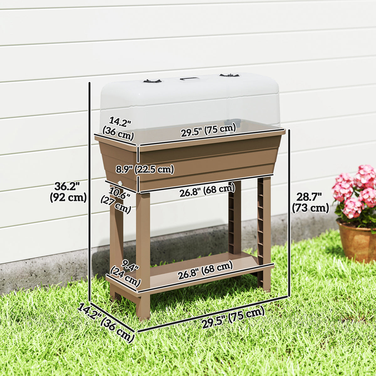 41L Self Watering Raised Garden Bed w/ Ventilation Transparent Lid Greenhouse – view 9