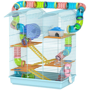 18.5" Hamster Cage, 5 Tiers Small Animal House with Tunnel Tube System, Exercise Wheel, Water Bottle, Blue – view 15