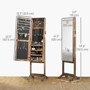 Mirror Jewelry Cabinet Armoire, Lockable Jewelry Organizer with Full-Length Mirror, 3 Angle Adjustable, Grey – view 9
