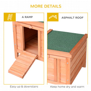 Wooden Rabbit Hutch, Bunny Cage with Waterproof & Openable Asphalt Roof, Outdoor Cat House Guinea Pig Cage Duck Shelter, Indoor Outdoor Use, 20" x 16.5" x 17", Orange