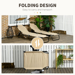 2 Piece Folding Outdoor Chaise Lounges, Pool Tanning Chairs with Reclining Back, Sunshade for Beach, Patio – view 19