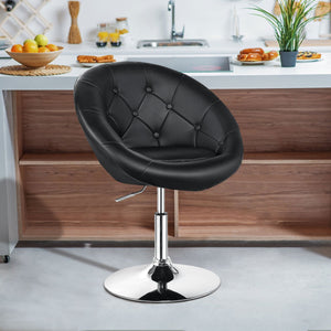 1 Piece Adjustable Modern Swivel Round Tufted-Black view 2