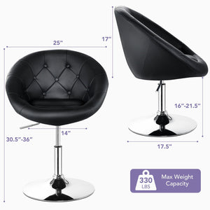 1 Piece Adjustable Modern Swivel Round Tufted-Black view 4