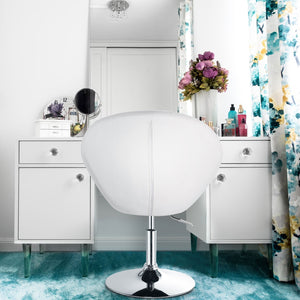1 Piece Adjustable Modern Swivel Round Tufted-White view 3