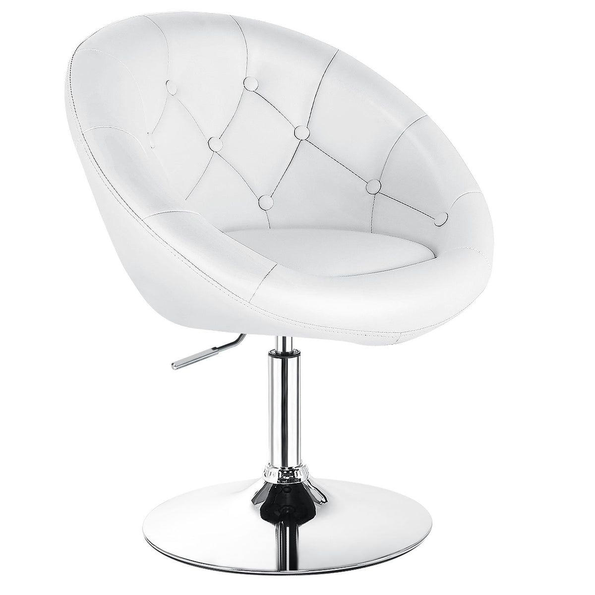 1 Piece Adjustable Modern Swivel Round Tufted-White view 8