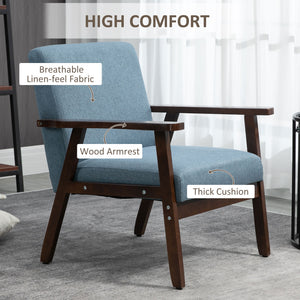 Accent Chairs with Cushioned Seat, Upholstered Linen-Feel Armchair with Adjustable Feet for Bedroom – view 4