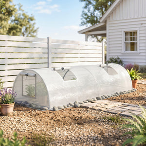 Portable Mini Greenhouse, Tunnel Growing Tent with 5 Mesh Windows and Steel Frame, 7' x 3' x 2', Green – view 14
