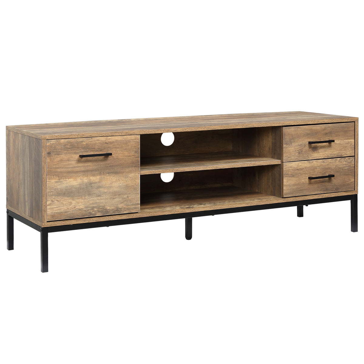 TV Stand for TV up to 50 Inches, TV Cabinet with Door, Open Storage and Drawers, TV Table with Steel Legs – view 8