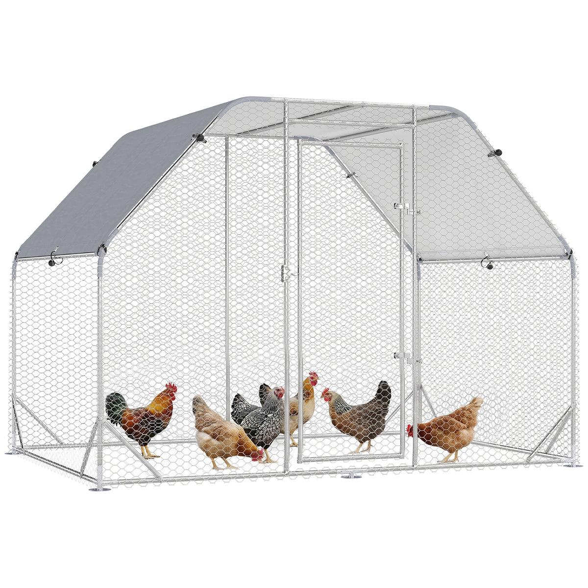 Chicken Run Outdoor, Galvanized Large Metal Chicken Coop Cage