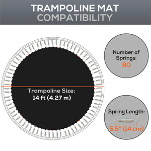 Soozier Trampoline Replacement Mat, Fits 14' Trampoline w/ 80 V-Hooks & 5.5" Springs (Spring & Frame not Included)
